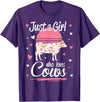 Pack A Punch Just A Girl Who Loves Cows Shirt Vintage T-Shirt - Purple