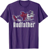 Funny Fishing The Rodfather Tee Shirt - Unisex Adults - Black - Small - Short Sleeve - Classic Fit - Modern Classic - Fishing T-Shirt - Purple
