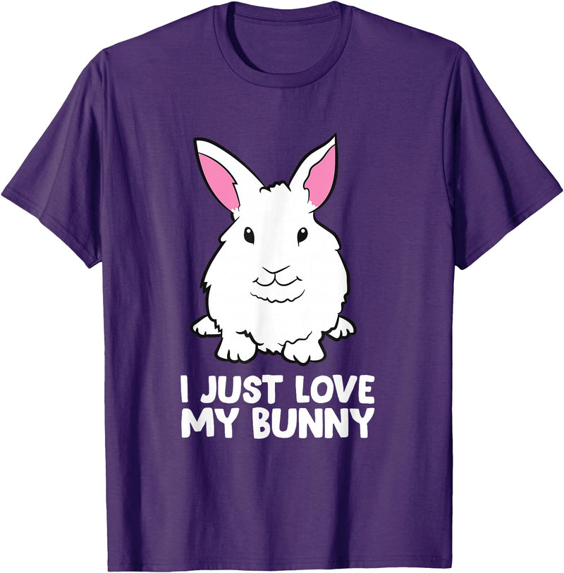 I Just Love My Bunny Cute Bunny Rabbit Pet T-Shirt in Purple