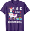 Matching Llama Birthday Party Supplies Sister Of The Birthday Llama Birthday Boy Girl Outfit Family T-Shirt - Purple