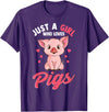 Cute Pig Co. Just A Girl Who Loves Pigs Hog Lover Cute Farmer T-Shirt - Purple