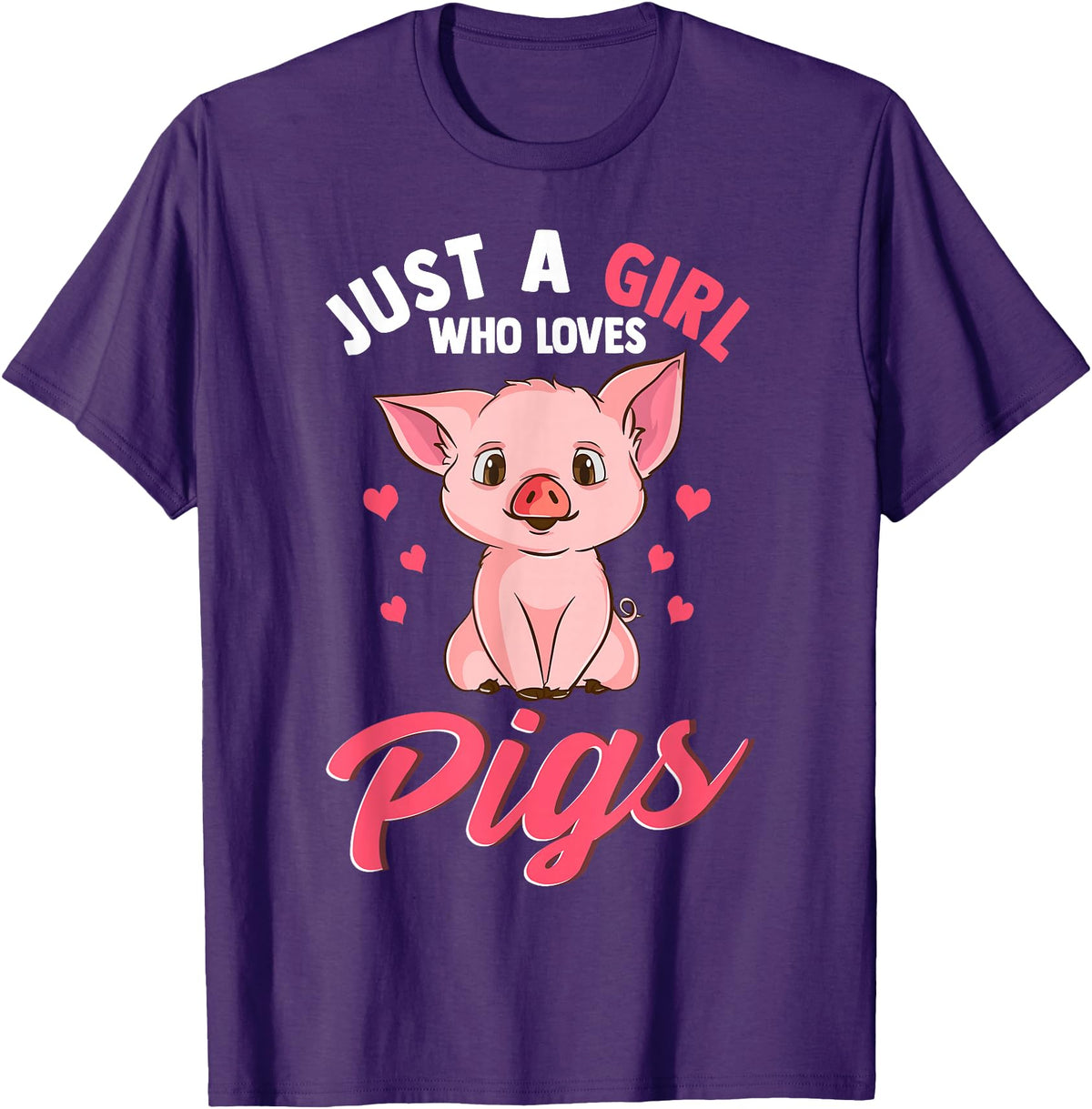 Cute Pig Co. Just A Girl Who Loves Pigs Hog Lover Cute Farmer T-Shirt - Purple