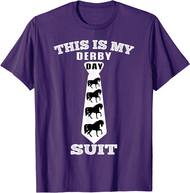 Funny Horse Racing Cool Horse Lover Apparel This Is My Derby Day Suit Funny Horse Racing Horse Lover T-Shirt - Purple