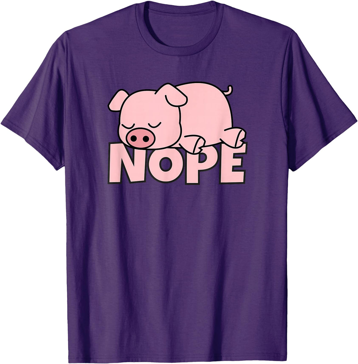 Funny Laziness Shirts & Gifts For Animal Lovers Lazy Pig Piggy Not Today Nope T-Shirt - Purple