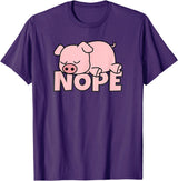 Funny Laziness Shirts & Gifts For Animal Lovers Lazy Pig Piggy Not Today Nope T-Shirt - Purple