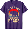 Bear Lover Tee For Boys Bear Boys Apparel Just a Boy Who Loves Bears Animal Lover T-Shirt - Purple
