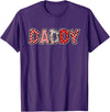 Retro Christmas Valentine Matching Family Tees Hearts Buffalo Plaid Dad Daddy Valentines Day T-Shirt - Purple