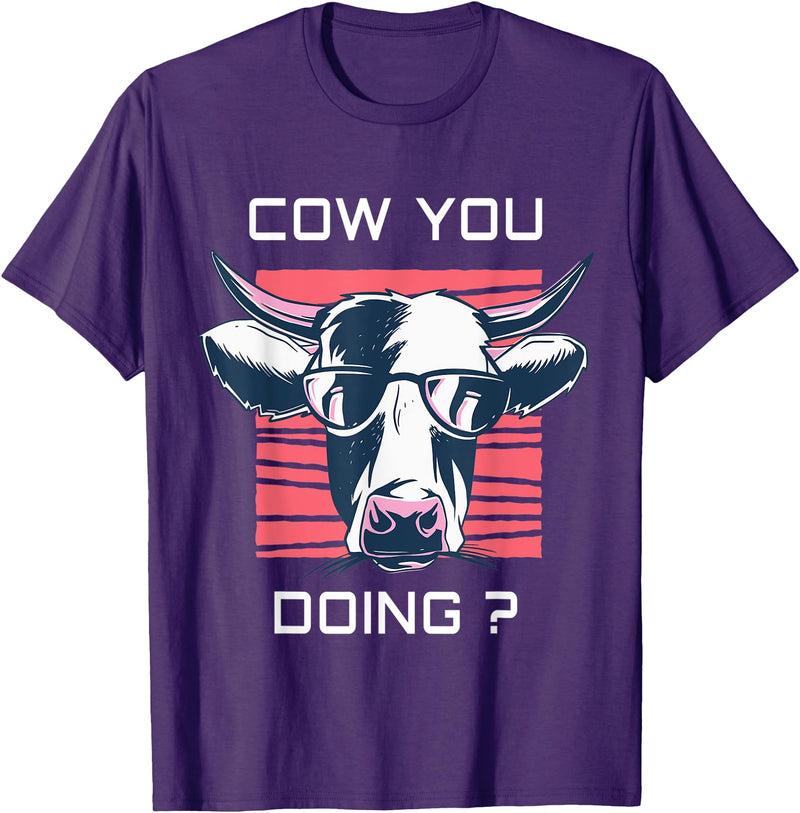 Funny Cow Shirts for Men Women Kids Funny Cow You Doing - Farm Cow Lover Gift T-Shirt - Purple