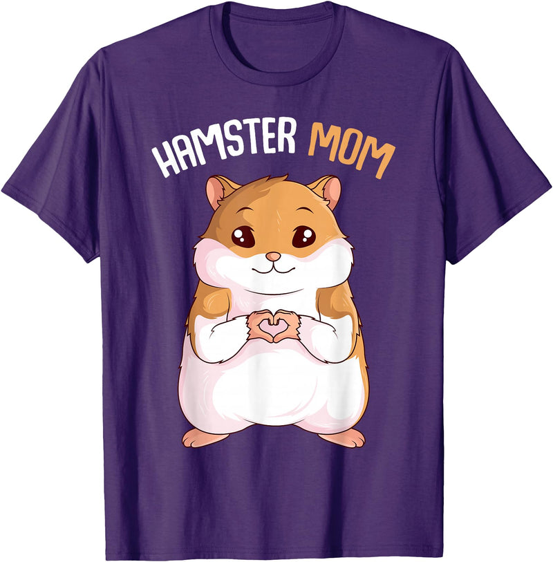 Women's Hamster Mom Hammy Girls T-Shirt - Purple