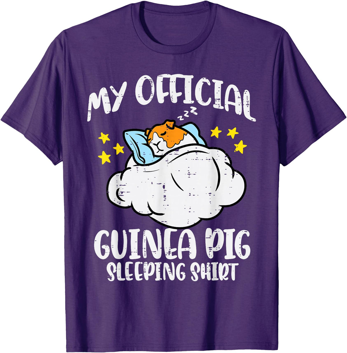 Guinea Pig Shirts For Men Women Kids Gift My Official Guinea Pig Sleeping Shirt Cavy Women Kids Men T-Shirt - Purple
