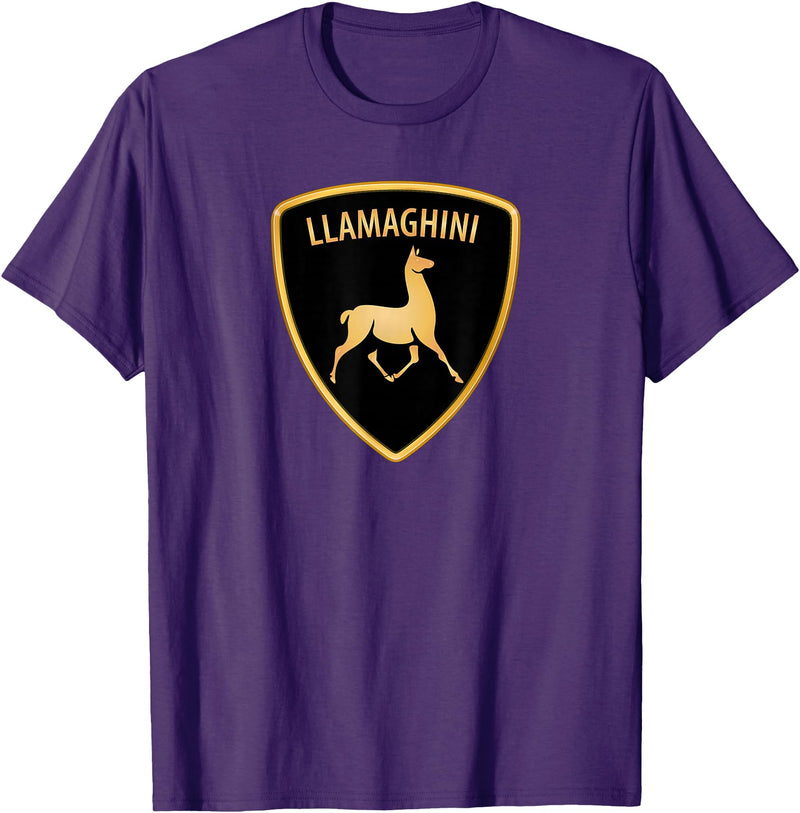 Llamaghini Apparel Co Llamaghini Funny Hillarious Llama Emblem Parody Fun Design T-Shirt - Purple
