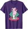 Trampolin-Ferkelausführungen Cute pig jumping on a trampoline T-Shirt - Purple