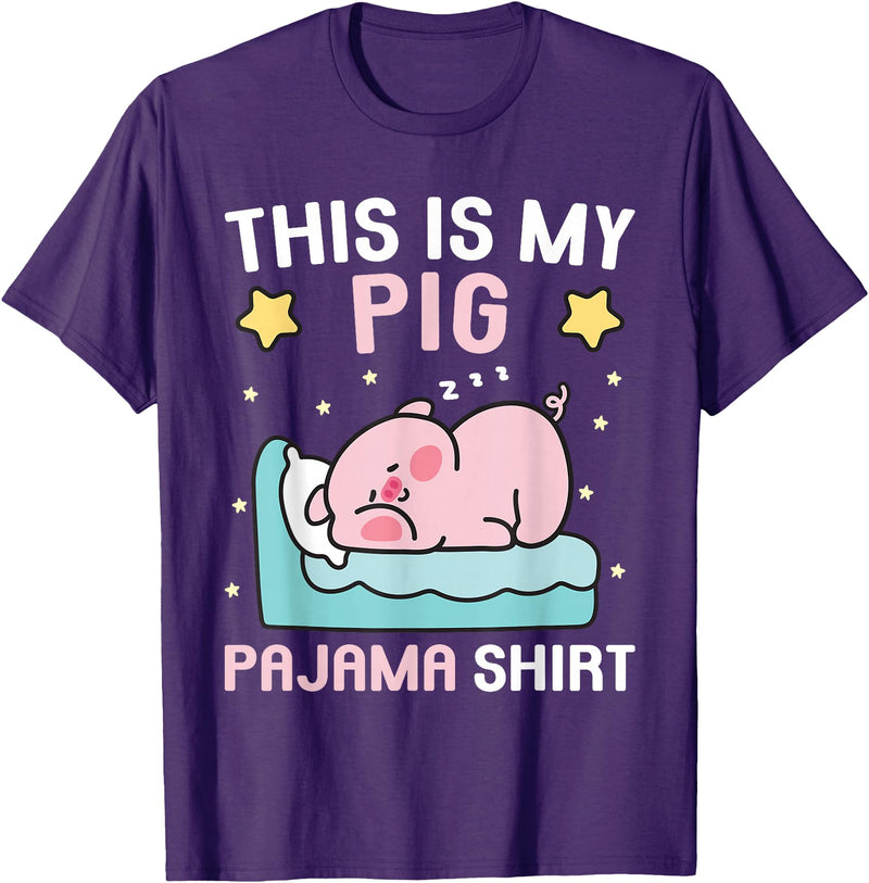 Family Matching Pajamas Men Women Boys Girls Kids Cute PJ Teen Boys PJs Girls PJs Funny This is My Pig Pajama T-Shirt - Purple