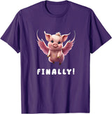 When The Pigs Fly: Gifts for Moms Kids Farmers Finally, Cute Pink Pig Flying When The Pigs Fly Saying Funny T-Shirt - Purple