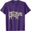 Piglet Farm Teez Pig Anatomy T-Shirt Pork Meat Cuts Tee T-Shirt - Purple