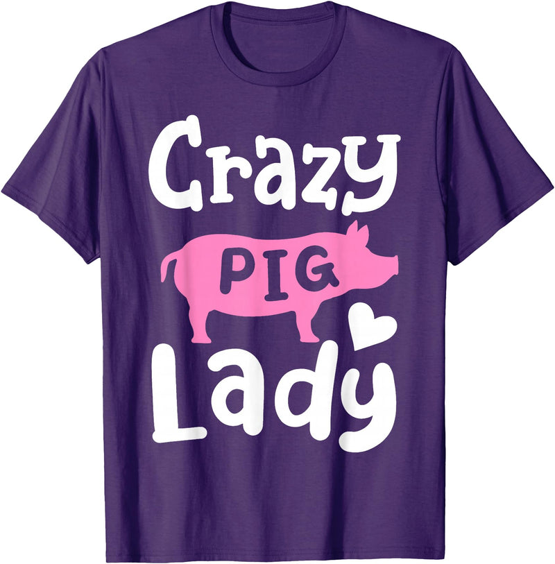 Pig Farm Store Co. Pig Crazy Pig Lady T-Shirt - Purple