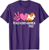 EDILILU Peace Love Guinea Pigs Cute Guinea Pig Lover Women Girls T-Shirt - Purple