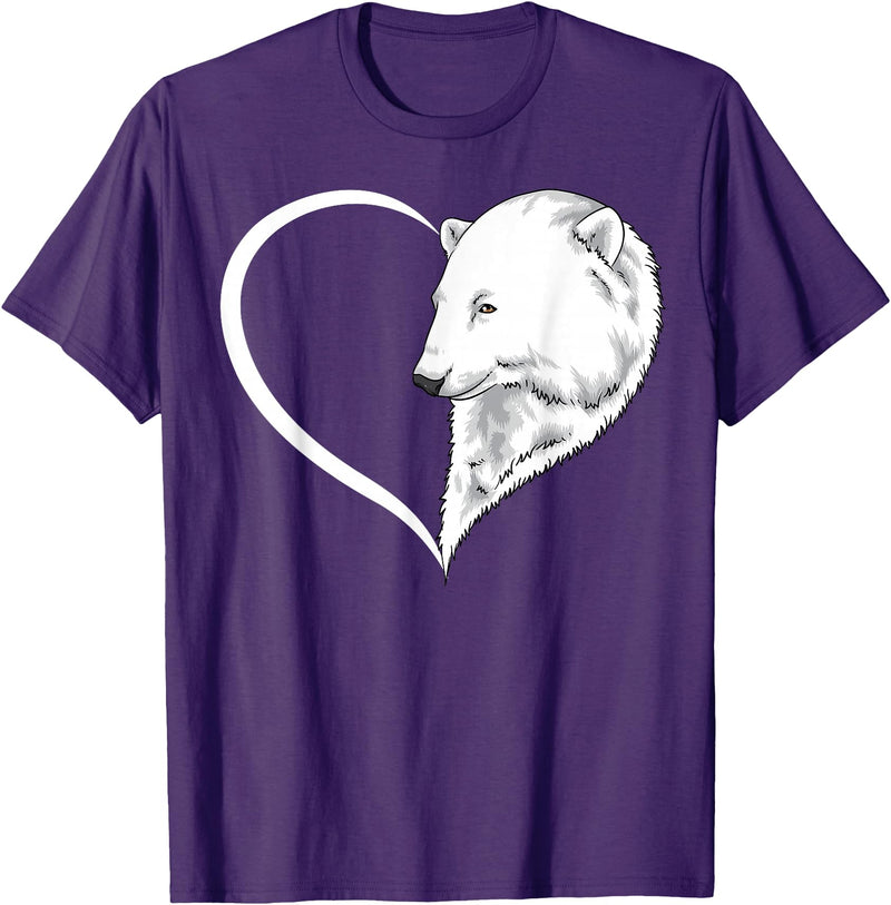 Polar bear Shirt & Tees Co Polar bear Shirts For Women Girls Kids Heart Cute Polar bear T-Shirt - Purple
