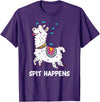 Funny Llama Pun by DSMD Spit Happens Llama Alpaca Lovers Funny Animal Pun T-Shirt - Purple