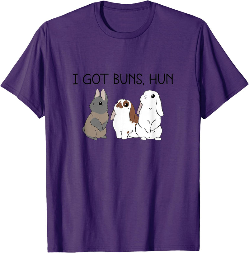 I Got Buns Hun Bunny Mom Cute Rabbit Lover Rabbit Mama T-Shirt in Purple