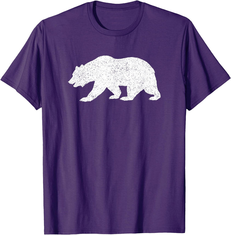 CALIFORNIA REPUBLIC GRIZZLY BEAR APPAREL California Grizzly Bear State Flag CALI Republic Silhouette T-Shirt - Purple