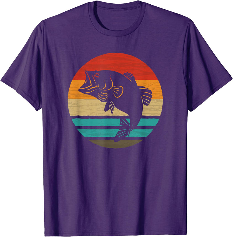 Fishing Accessories & Clothing Gifts Women Men Fish Retro Style Vintage T-Shirt - Purple