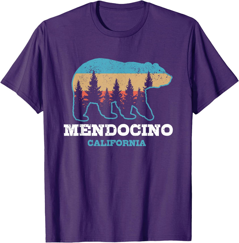 Vintage Mendocino California Souvenirs & Gifts Mendocino Vintage California Grizzly Bear Nature Souvenir T-Shirt - Purple