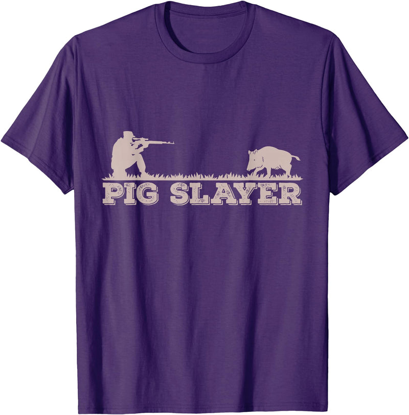 Hog Hunting Accessories For Men Funny Pig Slayer Funny Pig Hunting Hog Hunting T-Shirt - Purple