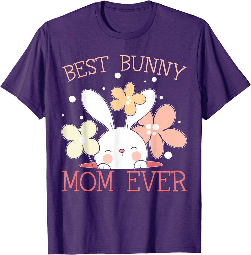 Best Bunny Mom Ever Rabbit Lover Mothers Day Mommy T-Shirt in Purple