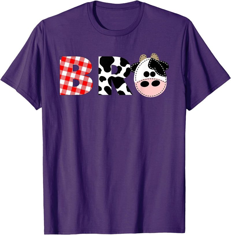 Funny Cow Mom And Dad Birthday Family Tees Brother of The Birthday for Boy Cow Farm Birthday Cow Bro T-Shirt - Purple