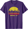 Wowsome! Vintage Retro Sunset Buffalo NY Skyline T-Shirt - Purple
