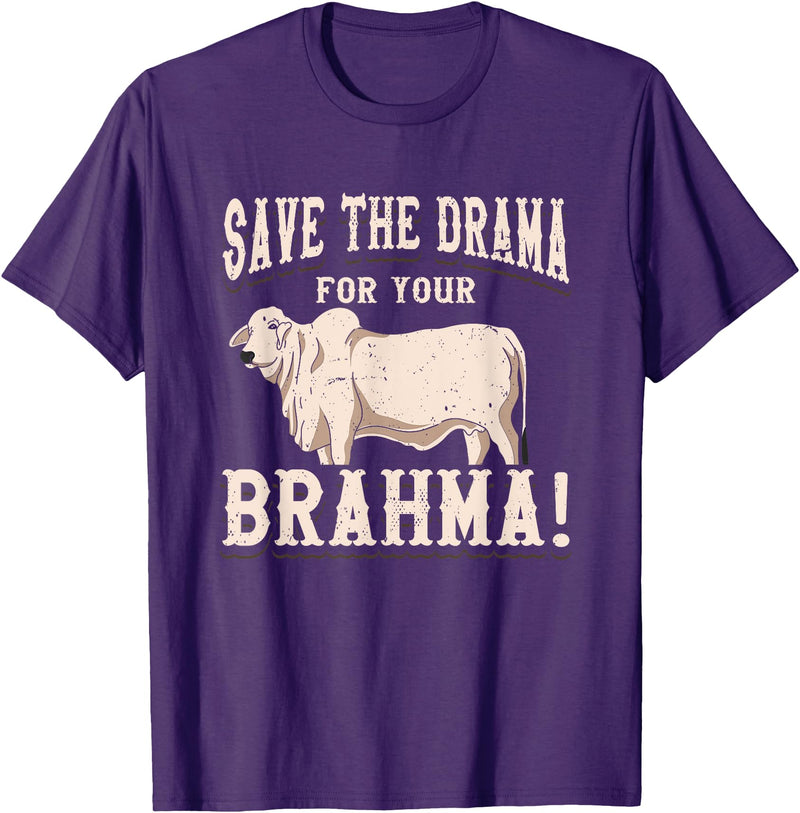 Brahman Cow Livestock cattle Show Pasture American Brahman/Brahma Beef Farmer Ranch Breed No Drama T-Shirt - Purple