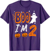 Funny Boo I'm 2 Birthday 2nd Birthday Kids Boo I'm 2 Two Yr Ghost Halloween Costume T-Shirt - Purple
