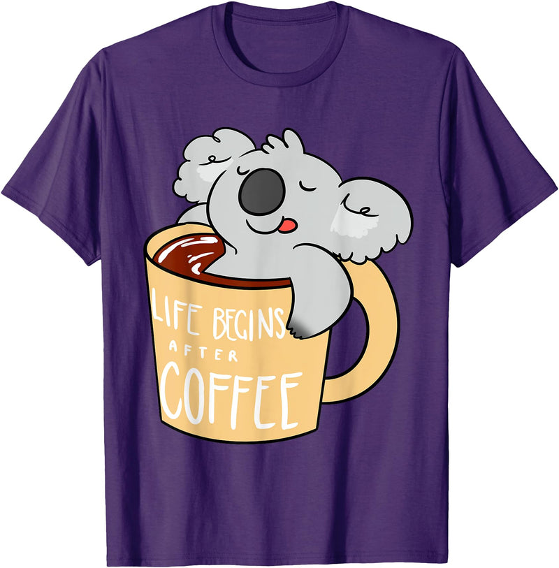 Funny Koala and Coffee Tees Koala Bear T-Shirt - Gift for Koala and Coffee Lovers T-Shirt - Purple