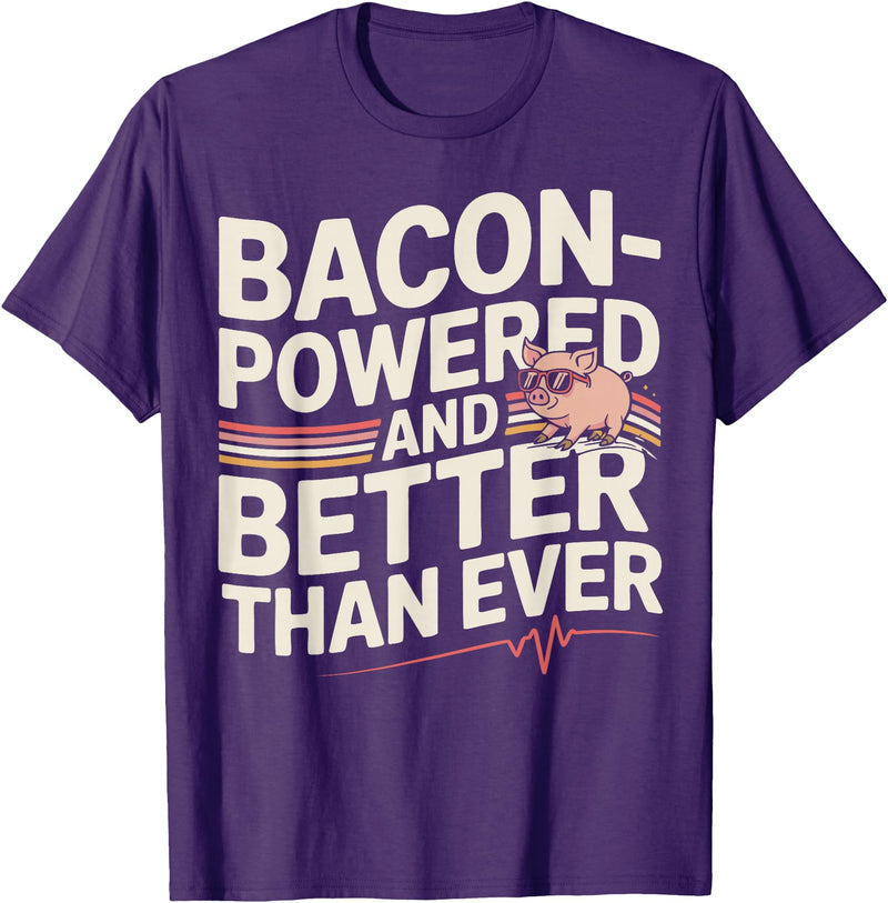 Aortic Valve Surgery Gifts & Tees Aortic Pig Valve Surgery Bacon-Powered T-Shirt - Purple