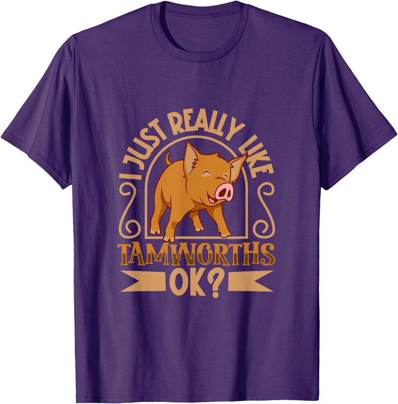 Creative Tamworth Pig Designs I Love My Tamworth Pig T-Shirt - Purple