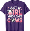 Funny Farm Cow Lover Cute Cow Animal Just a Girl Who Loves Cows T-Shirt - Purple