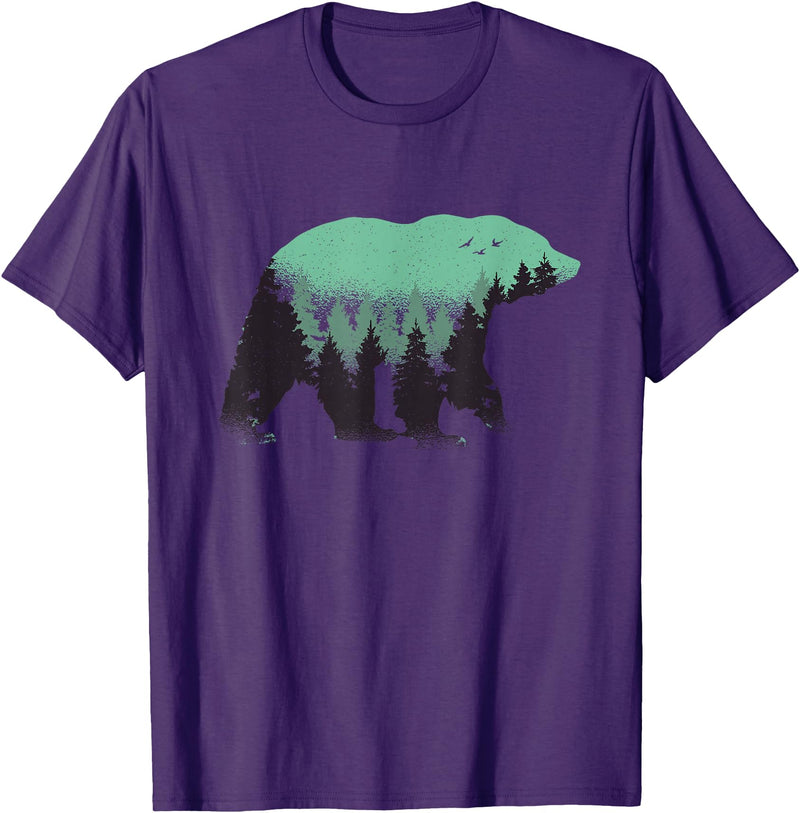 Grizzly Bear - Outdoor Apparel Bear Forest Nature Grizzly Hiking Outdoor Hunting Gift T-Shirt - Purple