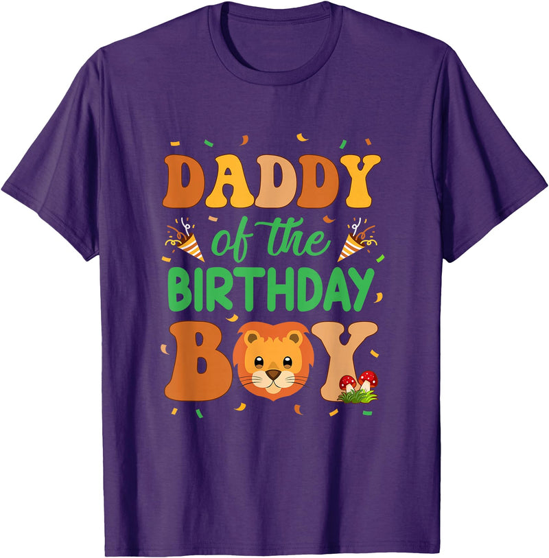 Dad Birthday Boy Family Matching Lion Daddy Of The Birthday Boy Lion Family Party Decorations T-Shirt - Purple