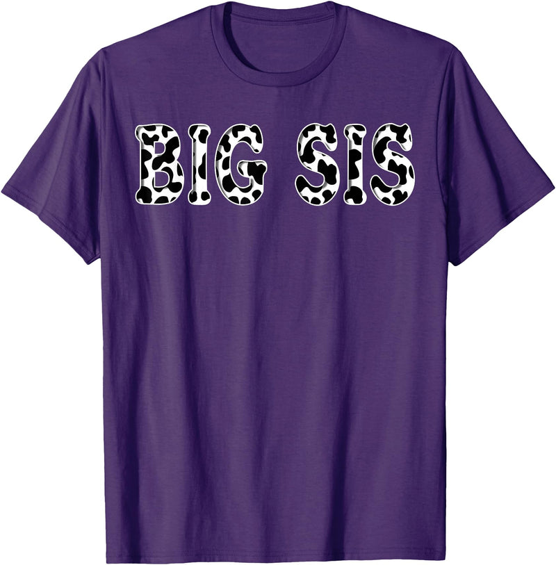 Cow Pattern Print Family Matching Birthday Apparel Cow Big Sis Birthday Family Matching Girl Boy Farm Birthday T-Shirt -