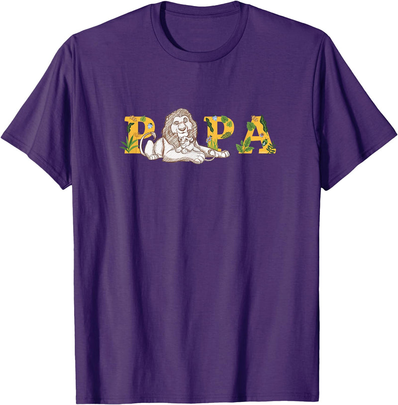 Disney The Lion King Papa Father's Day Mufasa & Simba Sketch T-Shirt - Purple