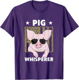 Funny Hog Design Pig Farmer Pig Whisperer Funny Pig Design Hog Farmer T-Shirt - Purple