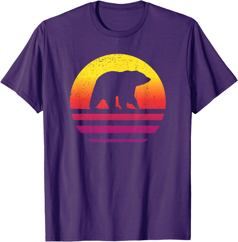 Bear Accessories & Clothing Gifts Women Men Kids Bear Retro Style Vintage T-Shirt - Purple