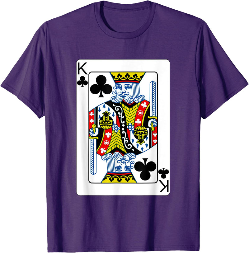 Card Deck Costume Shirt Co King of Clubs Playing Card T-Shirt Poker Player Costume T-Shirt - Purple