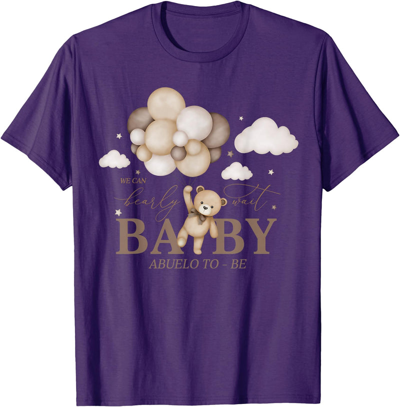 Cute Bearly Wait Baby Shower Bear Matching Family Abuelo We Can Bearly Wait Baby Shower Bear Family Matching T-Shirt - Purple