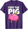 Take Saving Seriously Feed The Pig Piggy Bank T-Shirt - Purple