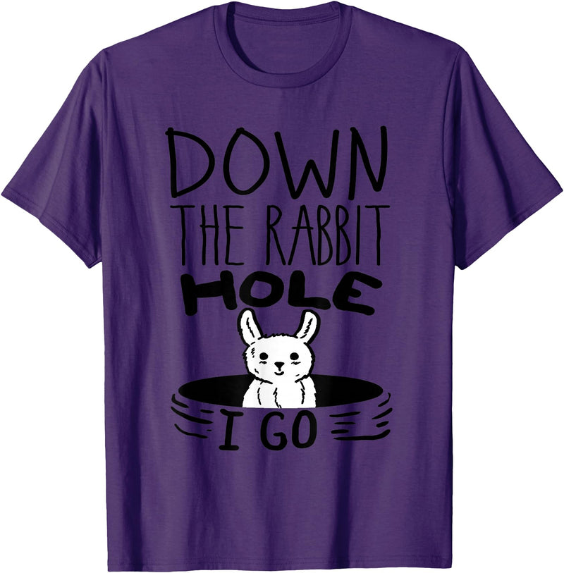 ORIGINAL Down the Rabbit Hole I Go Funny Cute Easter T-Shirt in Purple