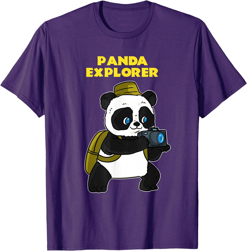 Panda Bear Lovers Clothing Panda Explorer T-Shirt - Purple