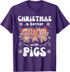 Funny Animals For Kawaii Christmas Christmas Is Better With A Pig Sweet Pig T-Shirt - Purple
