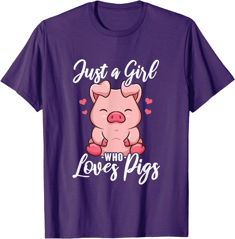 Just A Girl Who Loves Pigs. T-Shirt - Purple